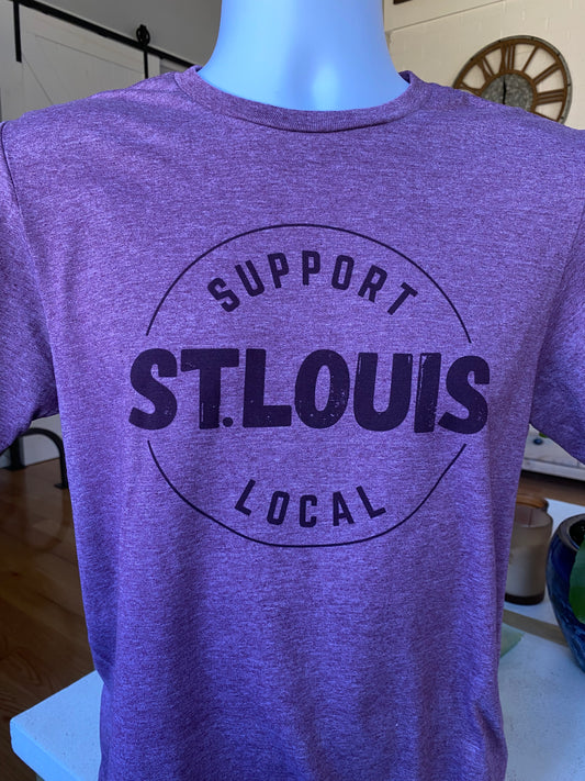 St. Louis T-Shirt encouraging the community in St. Louis, Missouri to Support Local St. Louis businesses in city neighborhoods through apparel.