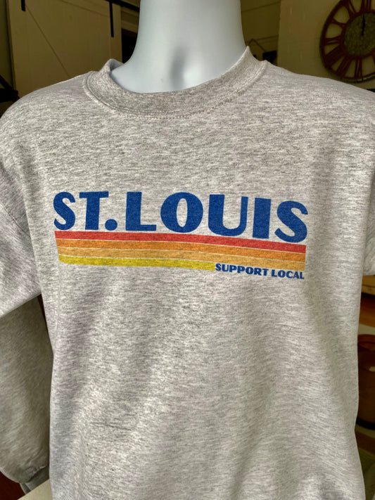 St. Louis Retro Sweatshirt - minimalist apparel to spread the St. Louis Support Local message in STL community neighborhoods.