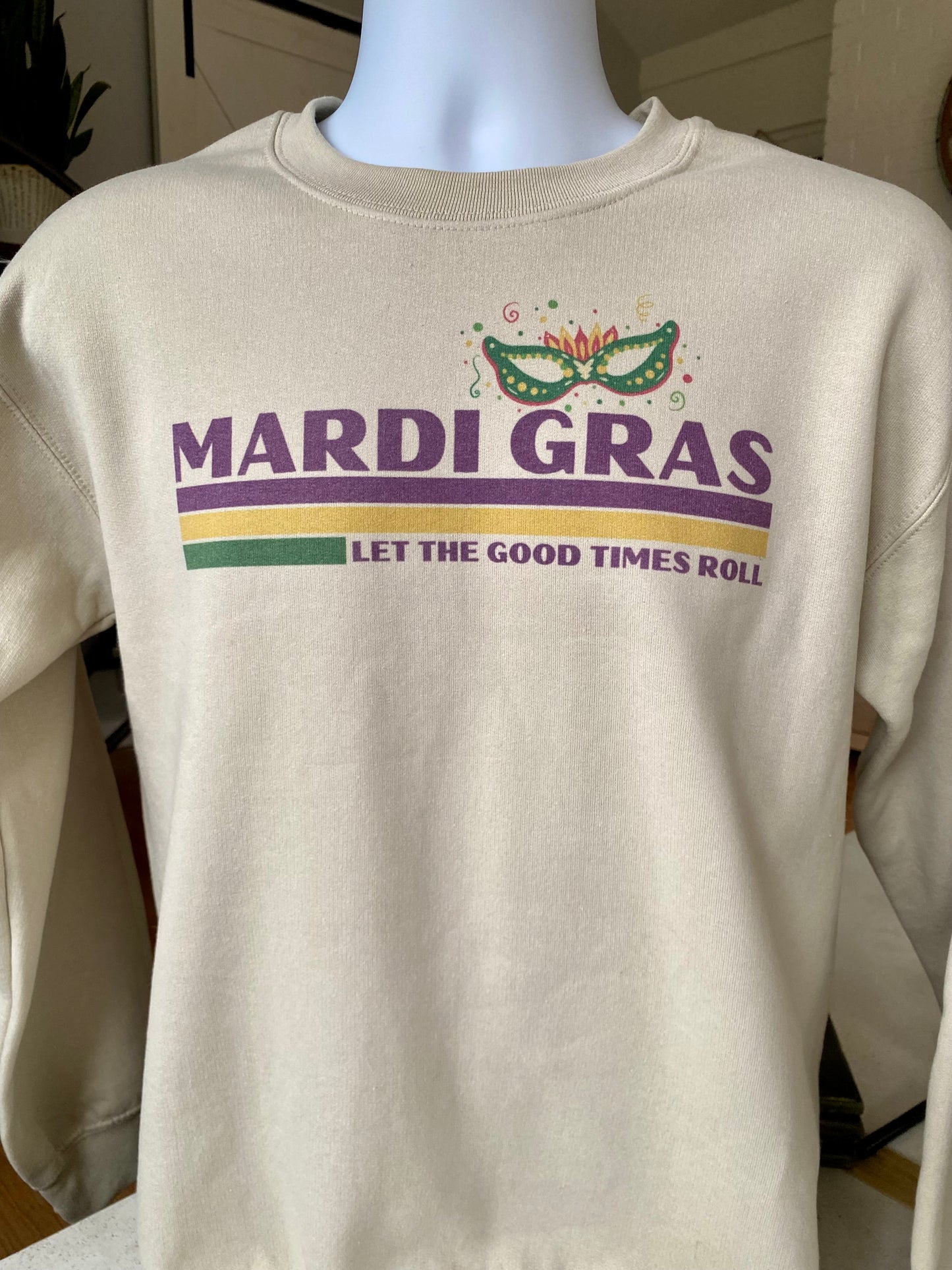 The perfect minimalists Mardi Gras Sweatshirt to celebrate the Mardi Gras season in the St. Louis 