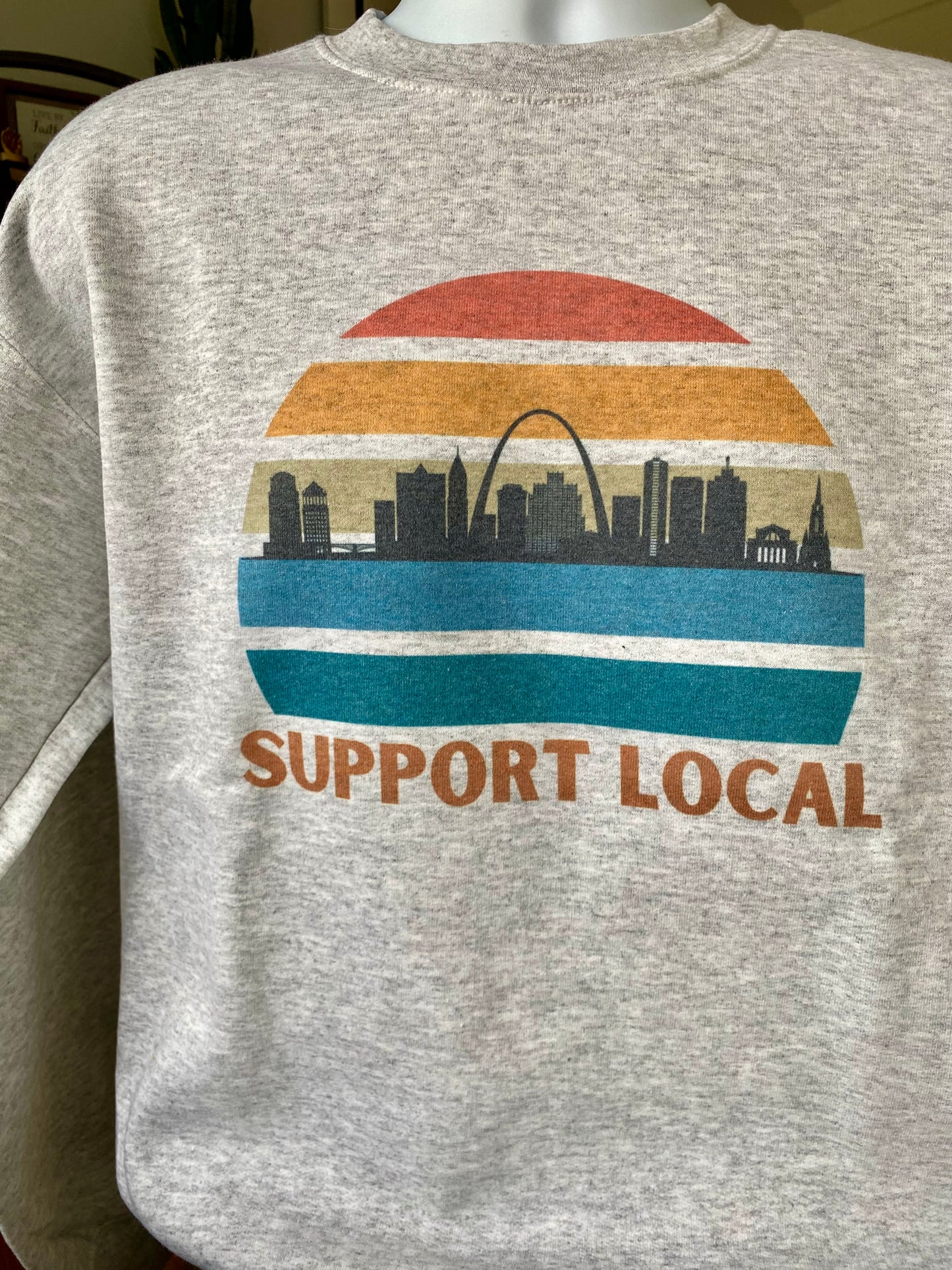 St. Louis Retro Skyline Sweatshirt - apparel to spread the St. Louis Support Local message in STL community neighborhoods.